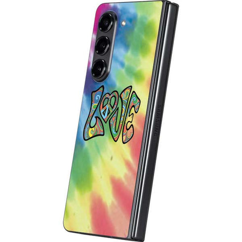 Liquid Blue Tie Dye Peace & Love Galaxy Z Fold5 5G Skin