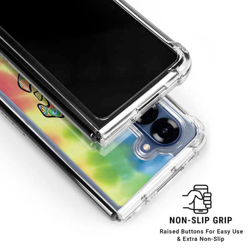 Liquid Blue Tie Dye Peace & Love Galaxy Z Fold6 Clear Case