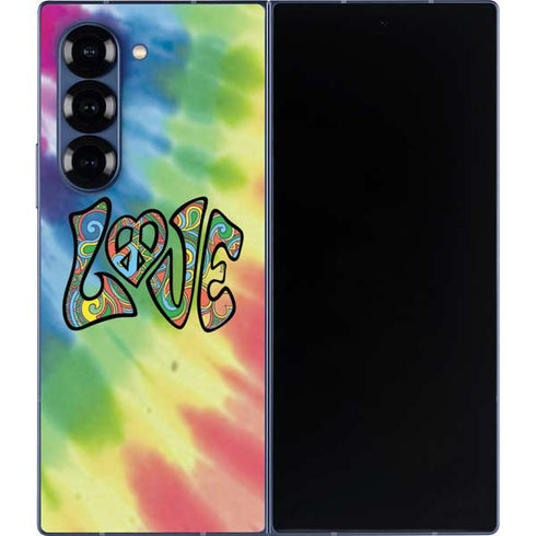 Liquid Blue Tie Dye Peace & Love Galaxy Z Fold6 Skin