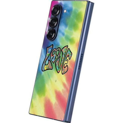 Liquid Blue Tie Dye Peace & Love Galaxy Z Fold6 Skin