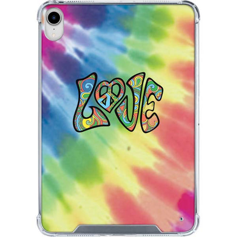 Liquid Blue Tie Dye Peace & Love iPad 11th Gen (2025) Clear Case