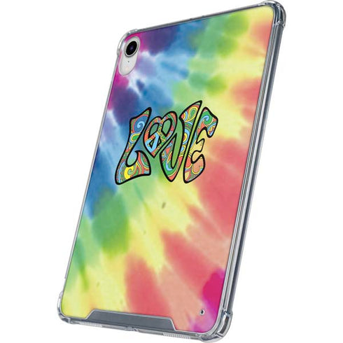 Liquid Blue Tie Dye Peace & Love iPad 11th Gen (2025) Clear Case