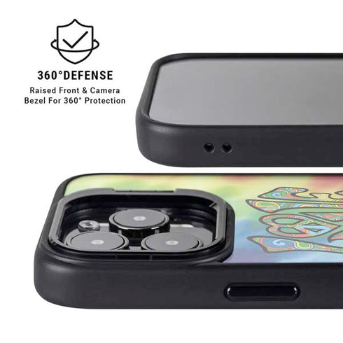 Liquid Blue Tie Dye Peace & Love iPhone 13 Pro Kickstand Case