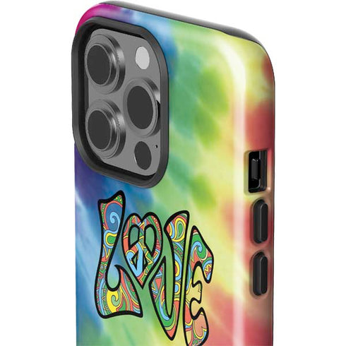 Liquid Blue Tie Dye Peace & Love iPhone 15 Pro Impact Case