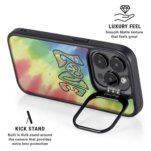 Liquid Blue Tie Dye Peace & Love iPhone 15 Pro Max Kickstand Case