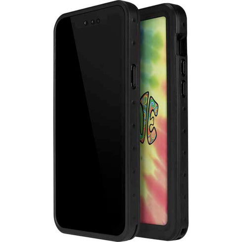 Liquid Blue Tie Dye Peace & Love iPhone 15 Pro Waterproof Case