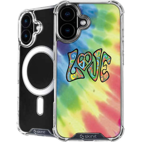Liquid Blue Tie Dye Peace & Love iPhone 16 MagSafe Case