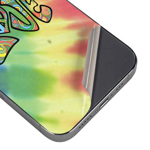 Liquid Blue Tie Dye Peace & Love iPhone 16 Pro Max Skin