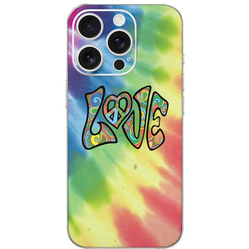 Liquid Blue Tie Dye Peace & Love iPhone 16 Pro Skin