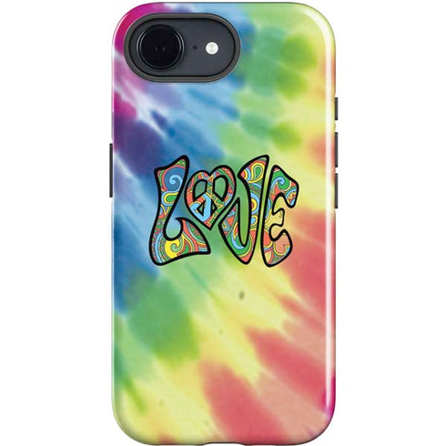 Liquid Blue Tie Dye Peace & Love iPhone 16e Impact Case