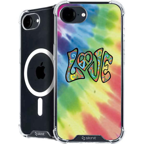 Liquid Blue Tie Dye Peace & Love iPhone 16e MagSafe Case