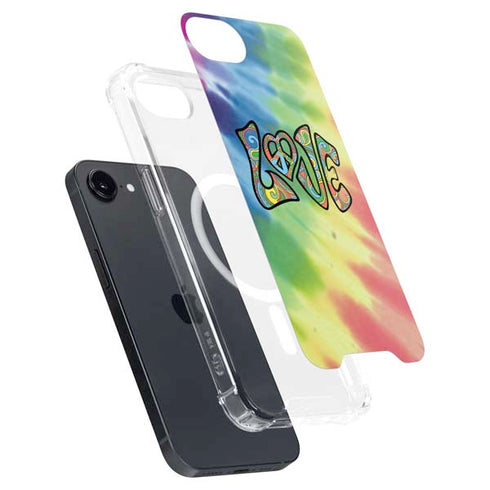 Liquid Blue Tie Dye Peace & Love iPhone 16e MagSafe Case