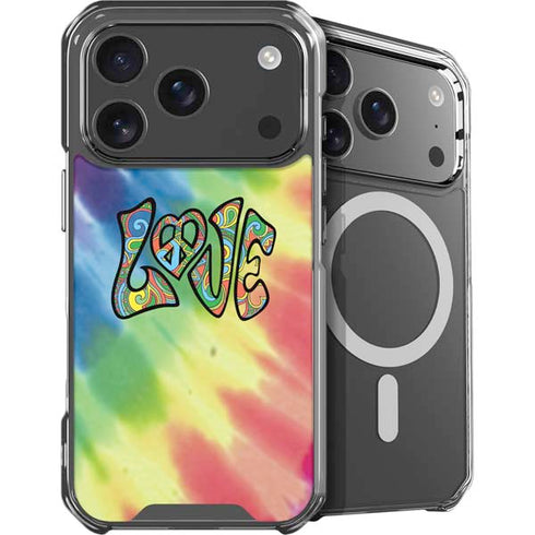 Liquid Blue Tie Dye Peace & Love iPhone 18 Pro MagSafe Case