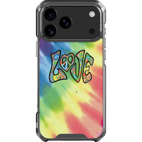 Liquid Blue Tie Dye Peace & Love iPhone 18 Pro Max Clear Case