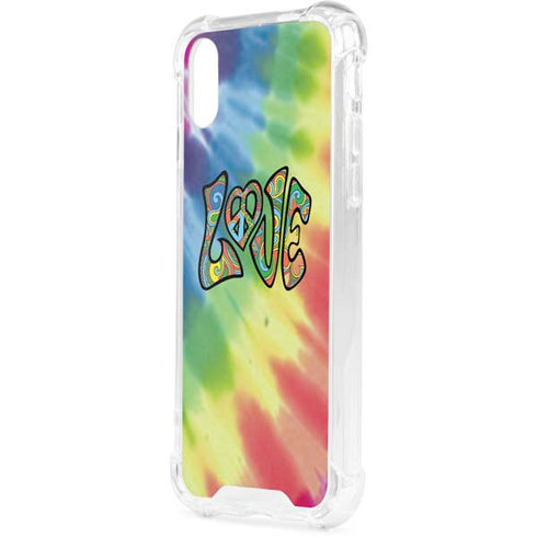 Liquid Blue Tie Dye Peace & Love iPhone XS Clear Case