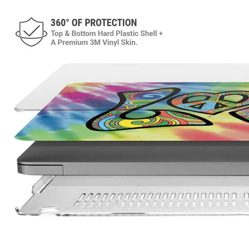 Liquid Blue Tie Dye Peace & Love MacBook Pro 14in (2021-24) Case plus Skin