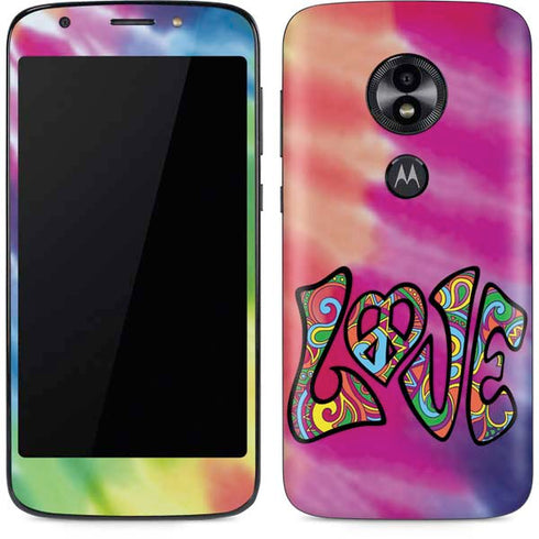 Liquid Blue Tie Dye Peace & Love Moto E5 Play Skin