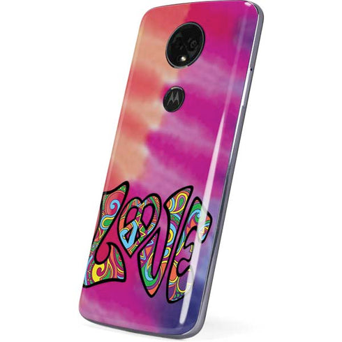 Liquid Blue Tie Dye Peace & Love Moto E5 Plus Skin