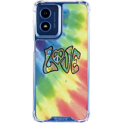Liquid Blue Tie Dye Peace & Love Moto G 5G (2024) Clear Case