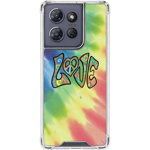 Liquid Blue Tie Dye Peace & Love Moto G Play 5G (2025) Clear Case