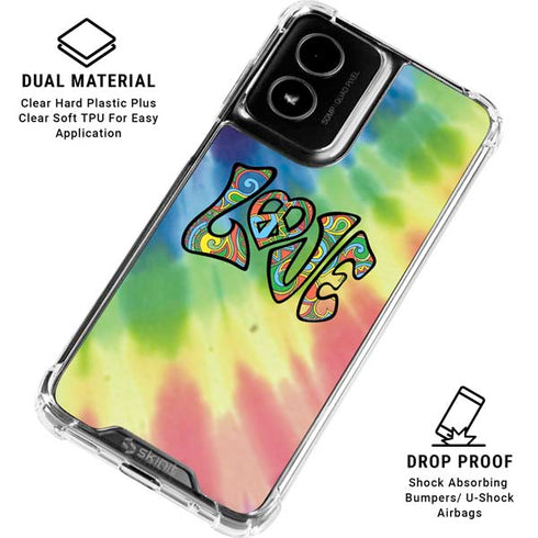 Liquid Blue Tie Dye Peace & Love Moto G Power 5G (2024) Clear Case
