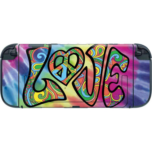 Liquid Blue Tie Dye Peace & Love Nintendo Switch 2 (2025) with Joy-Con Skin