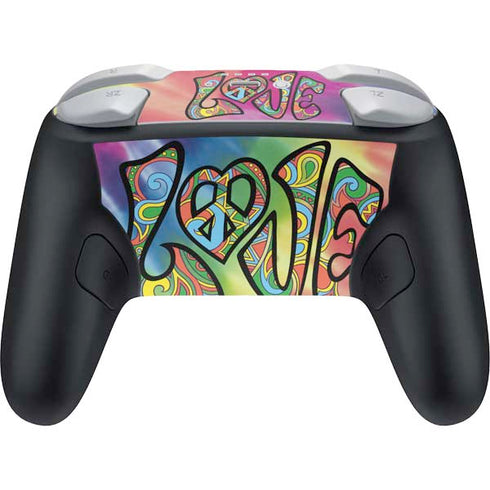 Liquid Blue Tie Dye Peace & Love Nintendo Switch 2 (2025) Pro Controller Skin