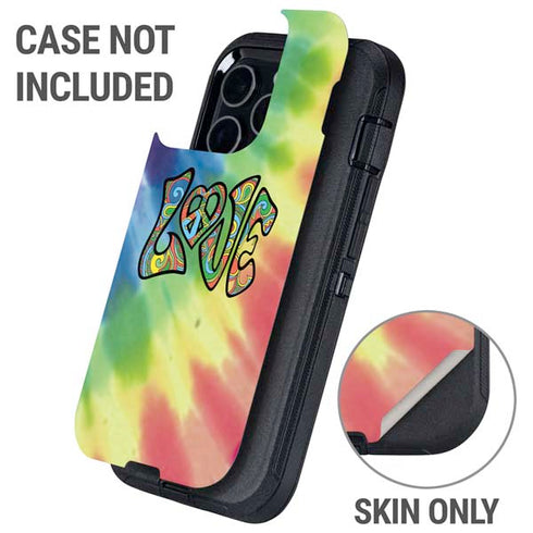 Liquid Blue Tie Dye Peace & Love Otterbox Defender iPhone Skin
