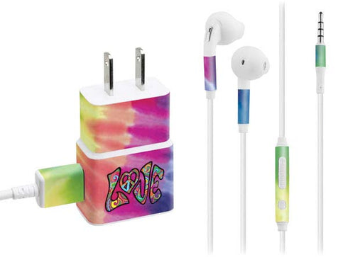 Liquid Blue Tie Dye Peace & Love Phone Charger Skin