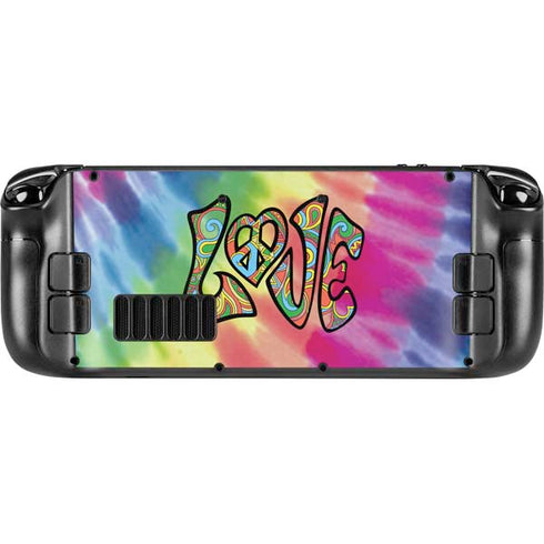 Liquid Blue Tie Dye Peace & Love Steam Deck Handheld Gaming Computer Skin