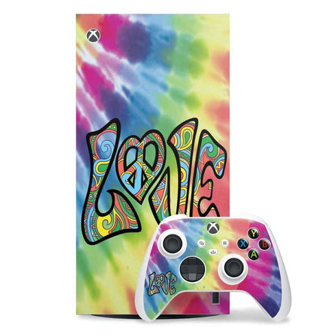 Liquid Blue Tie Dye Peace & Love Xbox Series X Skins