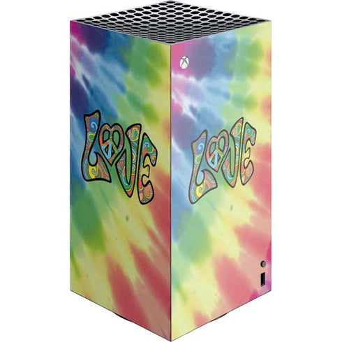 Liquid Blue Tie Dye Peace & Love XBox Series X Digital Edition Console Skin