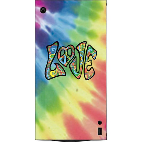Liquid Blue Tie Dye Peace & Love XBox Series X Digital Edition Console Skin