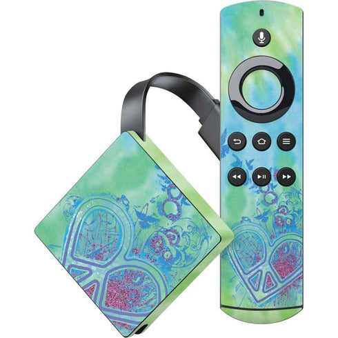 Liquid Blue Tie Dye Peace Heart Amazon Fire TV Skin