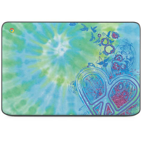 Liquid Blue Tie Dye Peace Heart HP Chromebook Skin