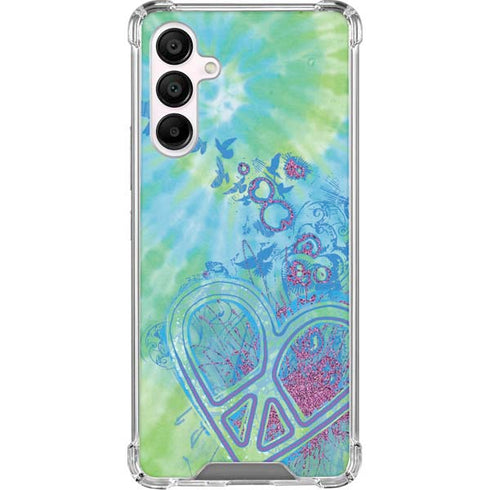 Liquid Blue Tie Dye Peace Heart Galaxy A16 5G Clear Case