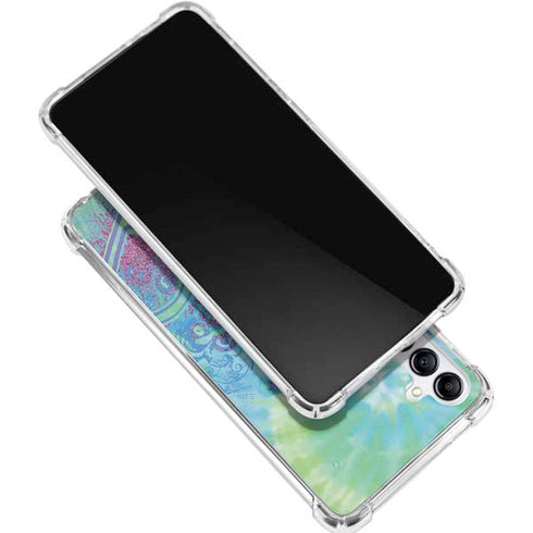 Liquid Blue Tie Dye Peace Heart Galaxy A16 5G Clear Case