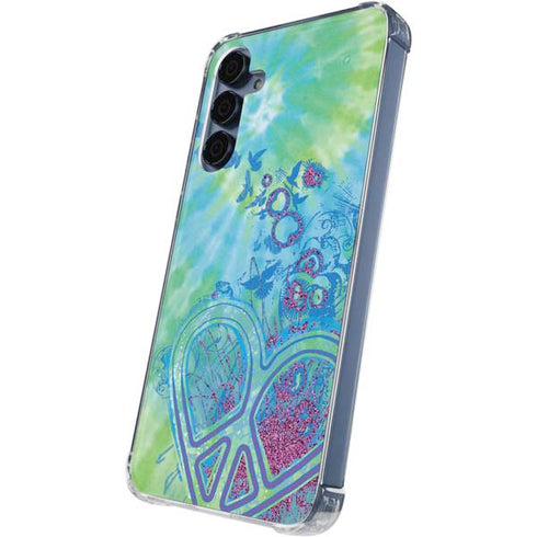 Liquid Blue Tie Dye Peace Heart Galaxy A35 5G Clear Case