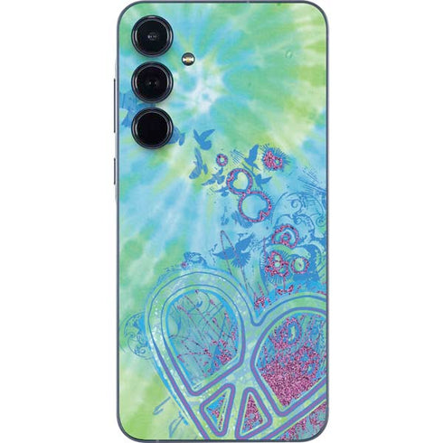 Liquid Blue Tie Dye Peace Heart Galaxy A35 5G Skin