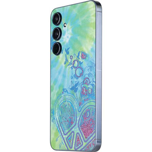Liquid Blue Tie Dye Peace Heart Galaxy A35 5G Skin