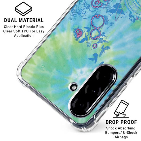 Liquid Blue Tie Dye Peace Heart Galaxy A36 5G Clear Case