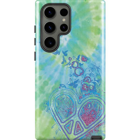 Liquid Blue Tie Dye Peace Heart Galaxy S23 Ultra Pro Case