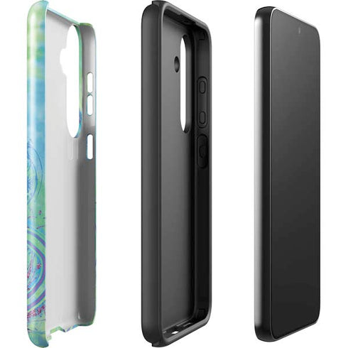 Liquid Blue Tie Dye Peace Heart Galaxy S25 Impact Case