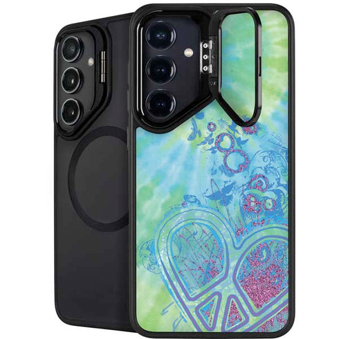 Liquid Blue Tie Dye Peace Heart Galaxy S25 Kickstand Case