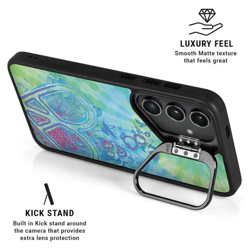 Liquid Blue Tie Dye Peace Heart Galaxy S25 Kickstand Case