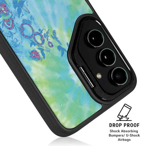 Liquid Blue Tie Dye Peace Heart Galaxy S25 Kickstand Case