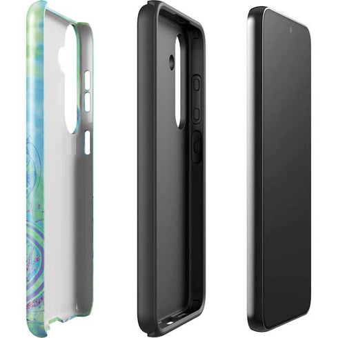 Liquid Blue Tie Dye Peace Heart Galaxy S25 Plus Impact Case