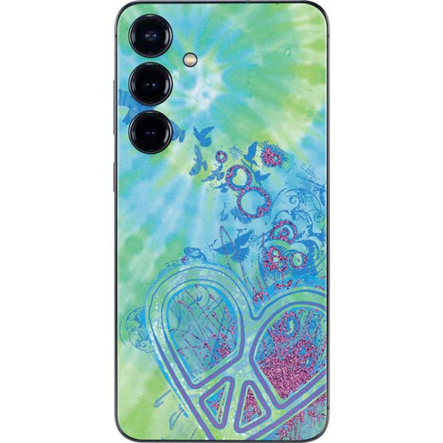 Liquid Blue Tie Dye Peace Heart Galaxy S25 Skin