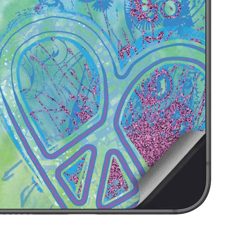 Liquid Blue Tie Dye Peace Heart Galaxy S24 Skin