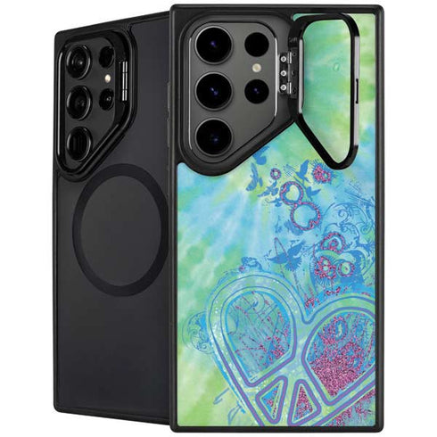 Liquid Blue Tie Dye Peace Heart Galaxy S25 Ultra Kickstand Case